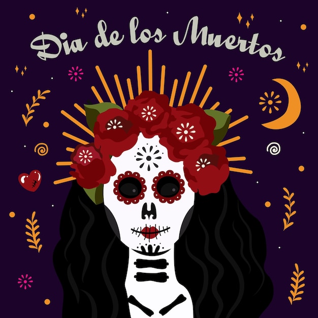 Dia de muertos day of the dead ornament with that woman skull