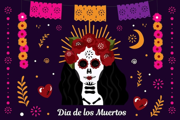 Dia de muertos 死者の日、その女性の頭蓋骨をあしらったオーナメント