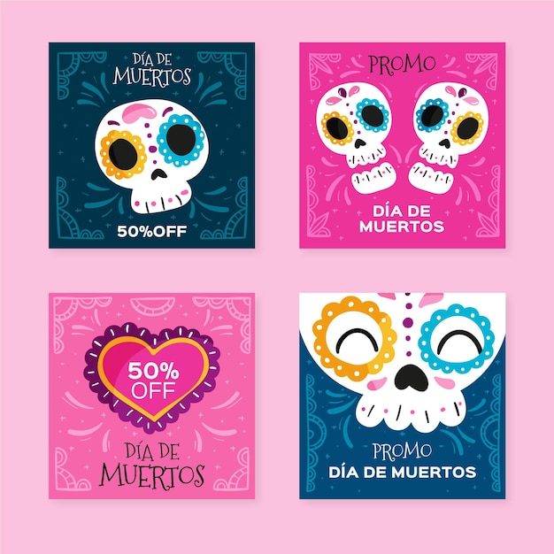 Dia de muertos instagram post pack