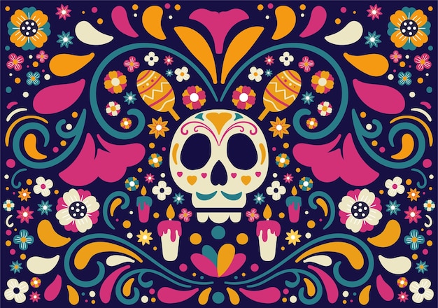 Dia De Muertos Mexican Background Day Of The Dead