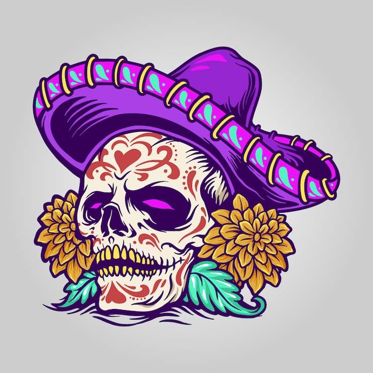 Vector dia de muertos mexican sugar skull