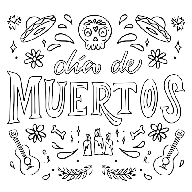 Vettore dia de muertos para pintar