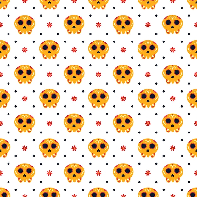 Dia de Muertos Seamless Pattern Illustration with Day of the Dead and Skeleton Element