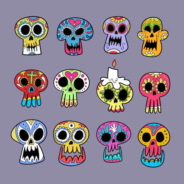 dia de muertos skull collection. 