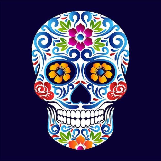 Dia de Muertos Skull vibrant color Calavera Catrina makeup