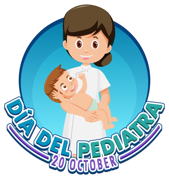Dia del Pediatra tekst met stripfiguur