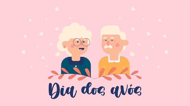 Dia dos avós illustration vector. flat illustration of happy grandparents' day