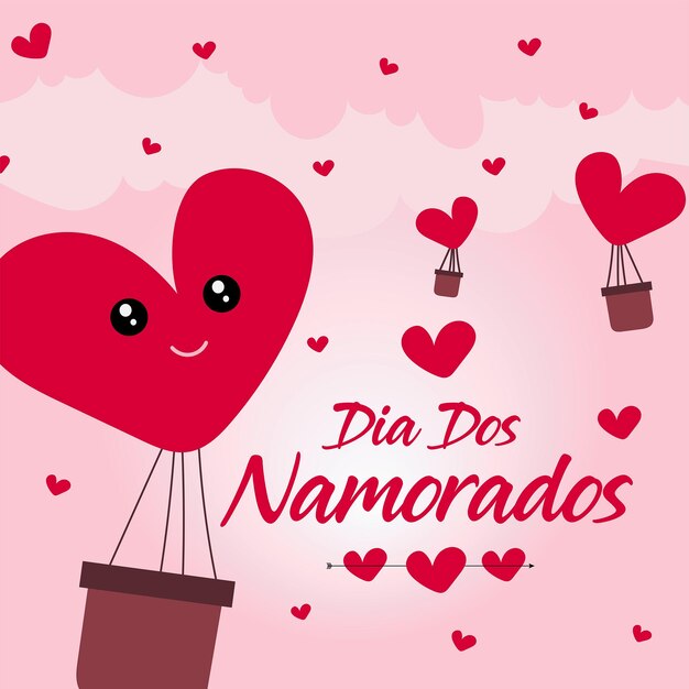 Dia Dos Namorados Hand Drawn Vector illustration