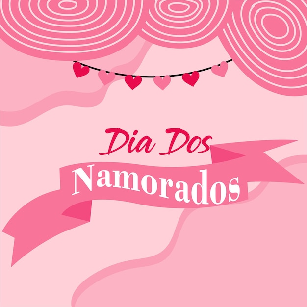 Dia Dos Namorados Hand Drawn Vector illustration