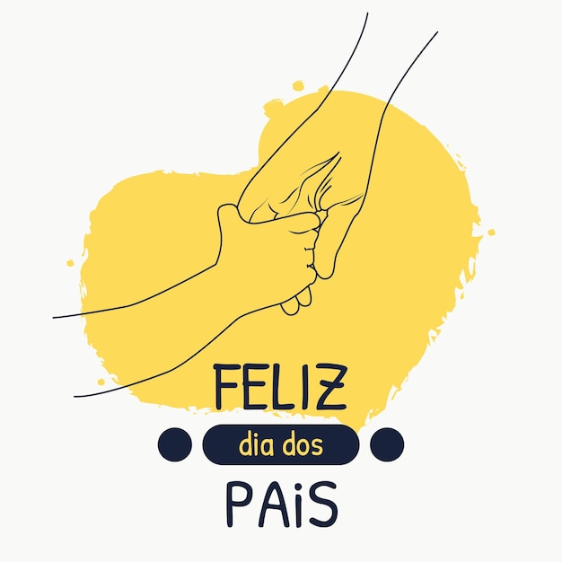 Dia dos pais card fathers day card with cute hand illustration