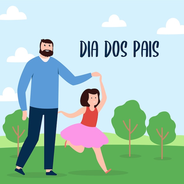 Dia dos pais happy fathers day father and daughter vector art icons and graphics for free download