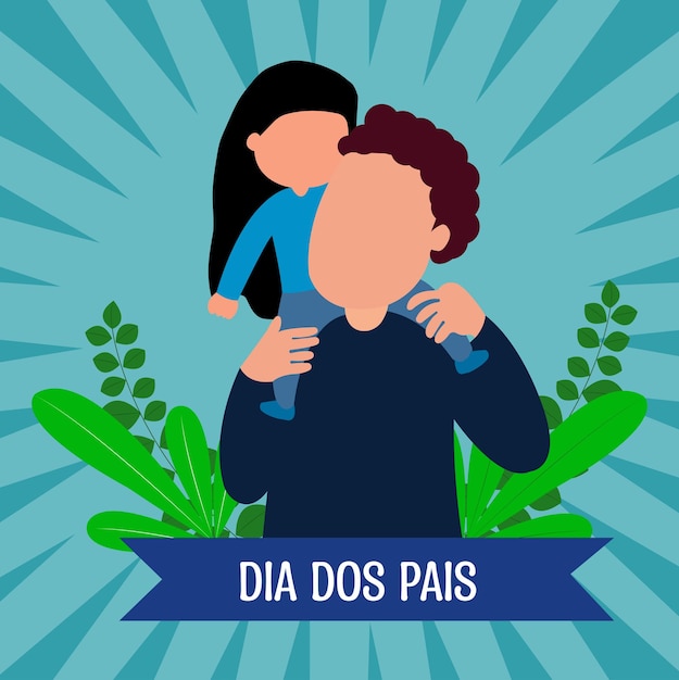Dia Dos Pais Vector Illustration Father Her Daughter Playing Stock Vector Royalty Free Father