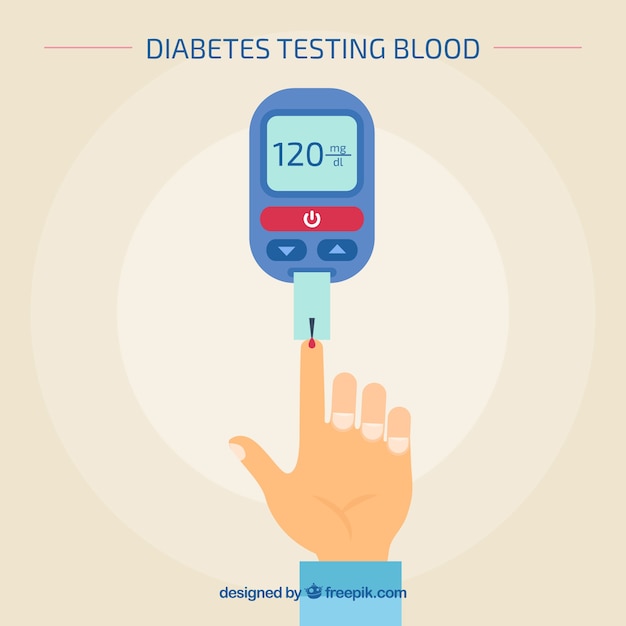 Diabetes blood test with flat design