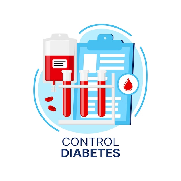 Diabetes control icon glucose test and blood drop