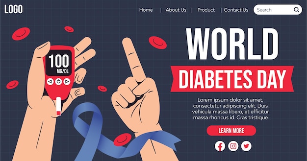 Vettore concetto di illustrazione vettoriale della pagina di destinazione del giorno del diabete