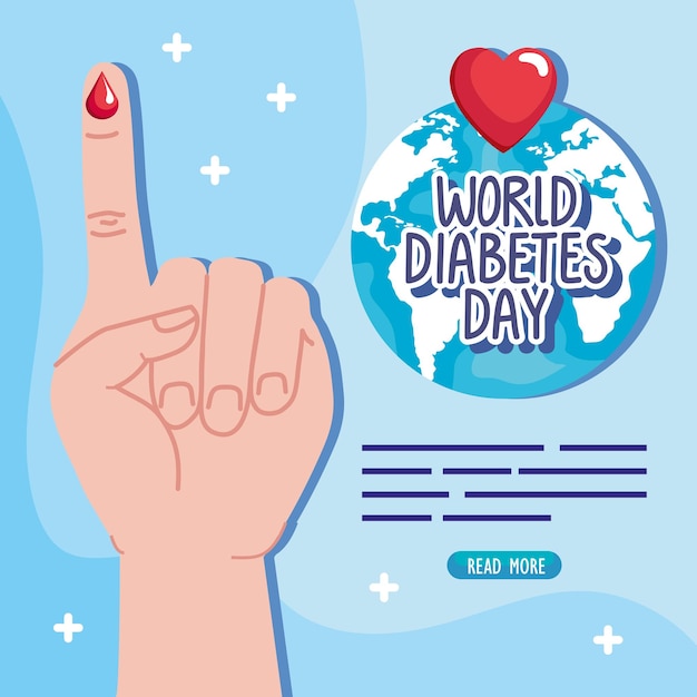 Diabetes day lettering with earth