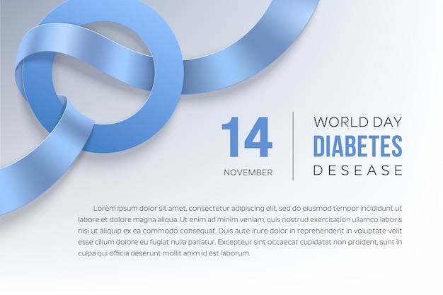 Vector diabetes day november. blue ribbon and circle - symbol of diabete