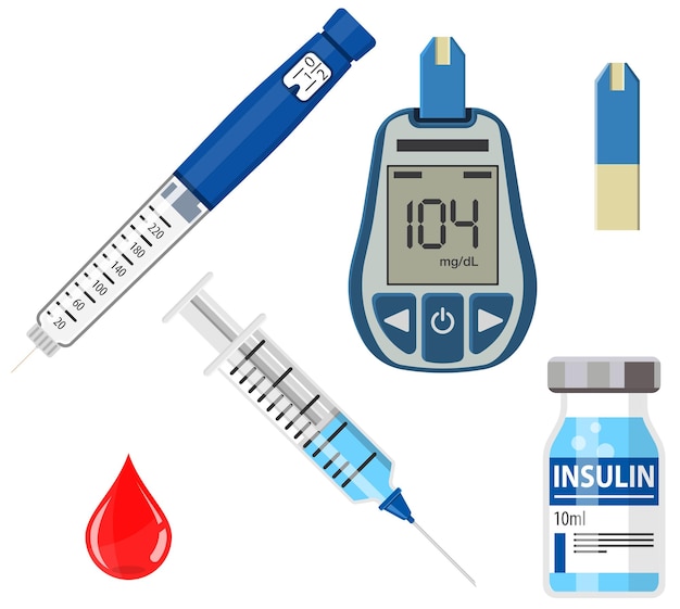 Diabetes en insuline icons set