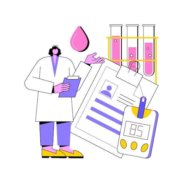 Vettore illustrazione vettoriale del concetto astratto dei risultati dell'esame del diabete