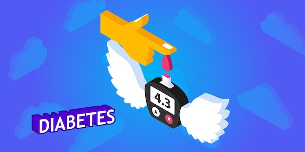 Diabetes isometrisch ontwerppictogram Vector web illustratie 3d kleurrijk concept