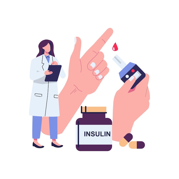 Vector diabetes metafore platte stijl illustratie vector ontwerp