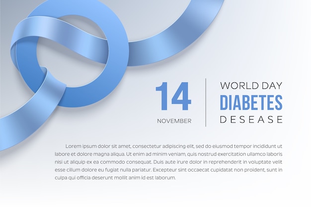 Diabetesdag november. blauw lint en cirkel - symbool van diabete