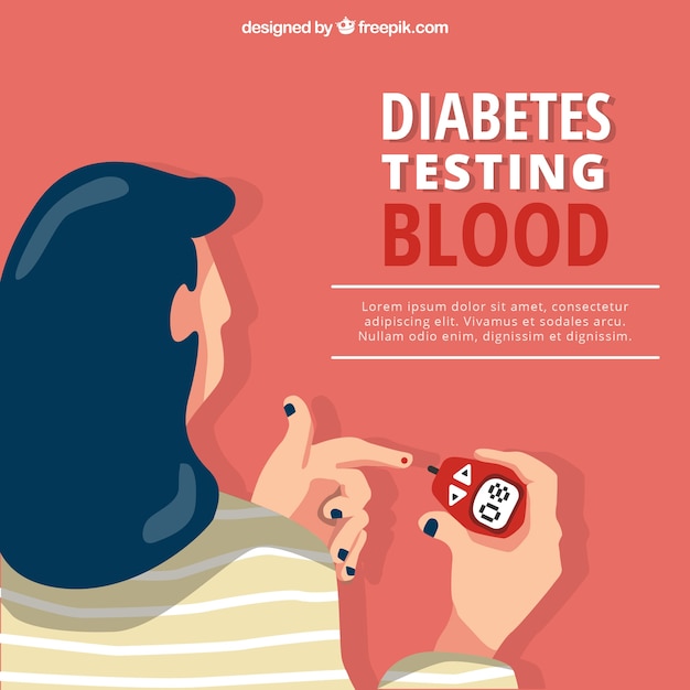 Vector diabetics testing blood with flat design