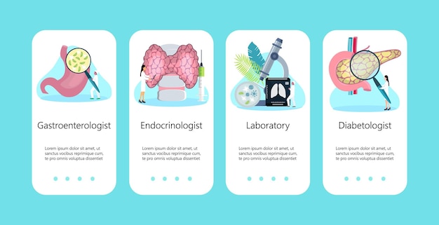 Diabetologist endocrinologist gastroenterologist concept vector for mobile sites and applications the doctor treats the stomach pancreas and thyroid problems of the human endocrine