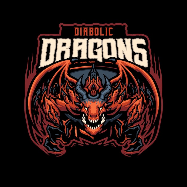 Логотип талисмана Diabolic Dragon для киберспорта и спортивной команды