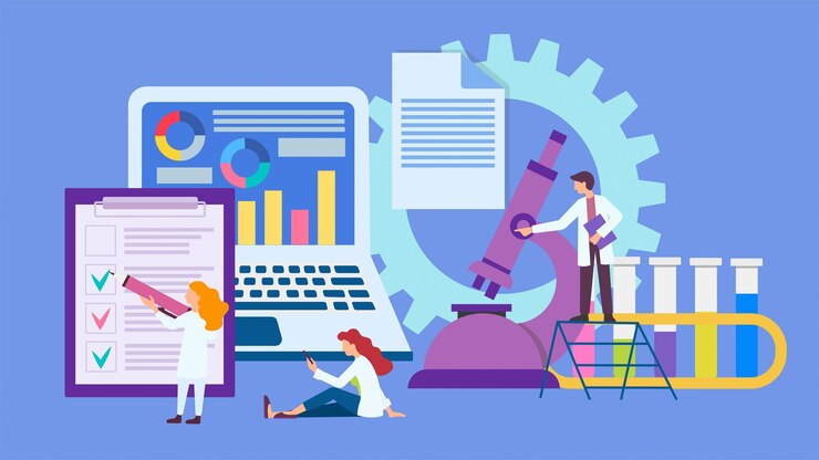 Vector diagnostics medical laboratory testing test results online vector illustration