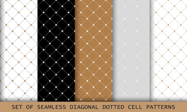 Diagonal dotted cell backgrounds seamless art set