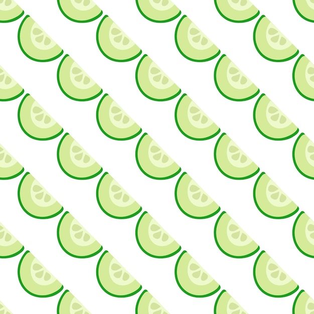 Vector diagonal pattern of half cucumber sliced piece of green vegetable ingredient for making salad food