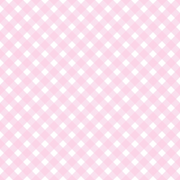 Diagonal pink gingham pattern Seamless background in light pink and white colors