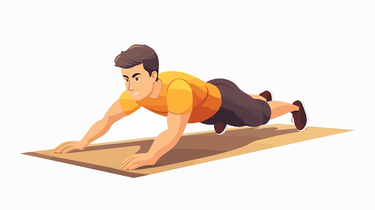 Vector diagonal plank exercise on white background
