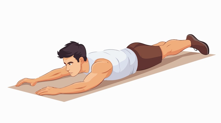 Vector diagonal plank exercise on white background