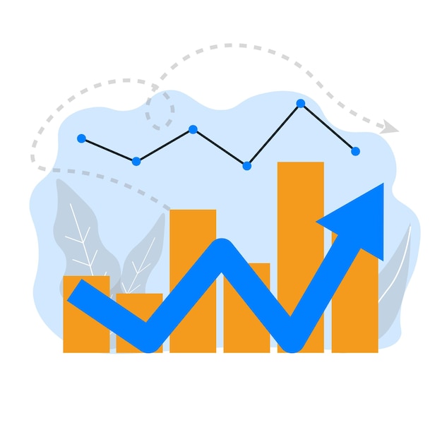 diagram bar chart report flat vector illustration analysis marketing