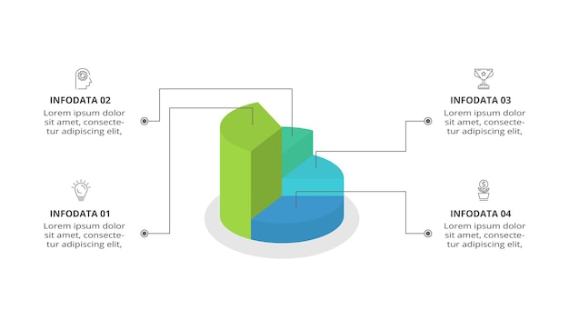 Vector diagram chart cylinder graph presentation business timeline concept with 4 parts