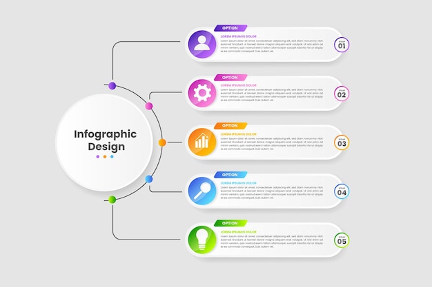 A diagram of a design with the word infographics in the middle.