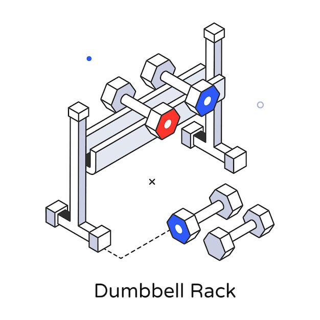 A diagram of dumbbell rack with a red box on the top.