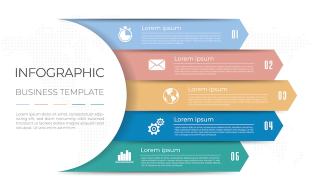 Diagram infographic sjabloon 5 opties.