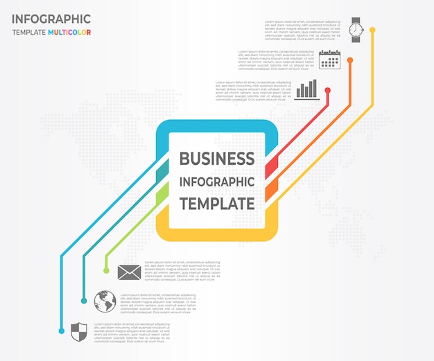 Diagram infographic vierkante sjabloon 6 opties