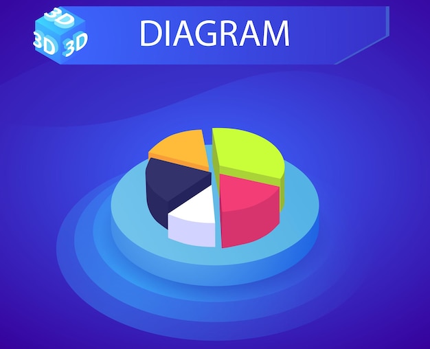 Diagram isometric design icon vector web illustration 3d colorful concept