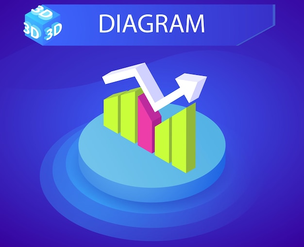 Diagram isometric design icon Vector web illustration 3d colorful concept