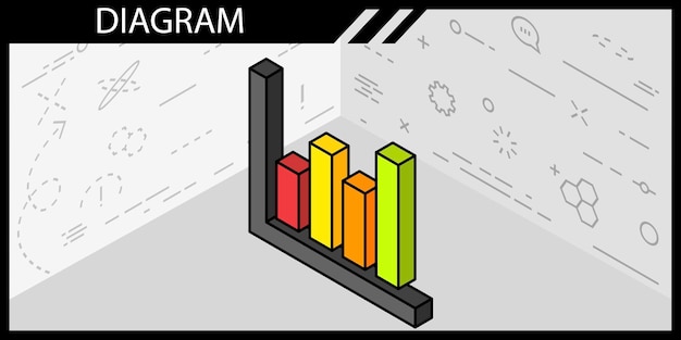 Иконка диаграммы изометрического дизайна векторная веб-иллюстрация 3d красочная концепция