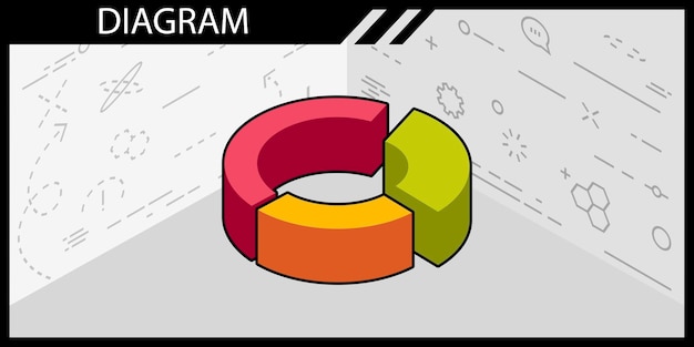 Diagram isometrisch ontwerppictogram Vectorwebillustratie 3d kleurrijk concept