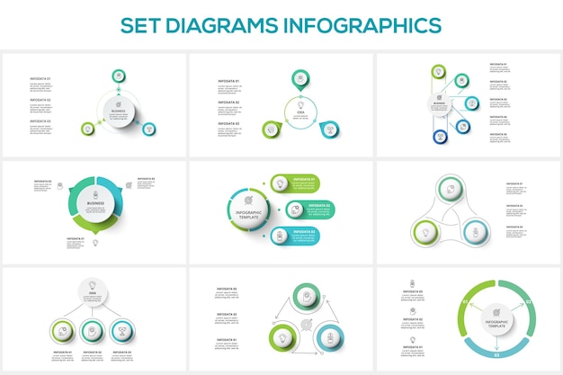 Diagram met 3 5 elementen infographic sjabloon voor web zakelijke presentaties vectorillustratie
