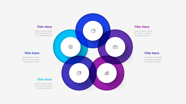 Diagram met vijf stappen Cycle infographic element verdeeld in 5 opties
