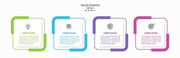 Диаграмма, представляющая 4 этапа бизнес-процесса Простой шаблон дизайна инфографики