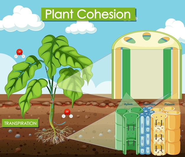 Vettore diagramma che mostra la coesione delle piante