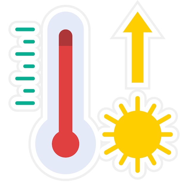 Vettore una diagramma di termometro con la parola calore e la parola temperatura